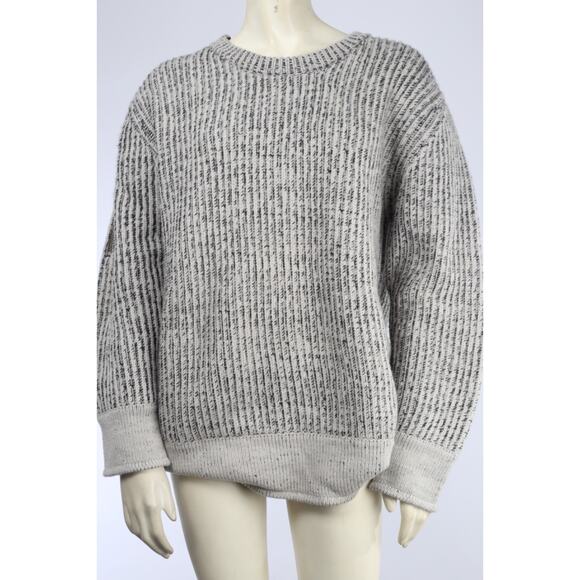 IRO Paris Manouka Chunky Ribbed Wool Pullover Sweater Marled Gray Cozy Knit Sz M - Picture 3 of 11